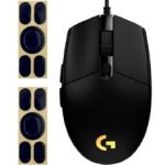 깔끔하면서도 아름다운 금빛 로고의 마우스